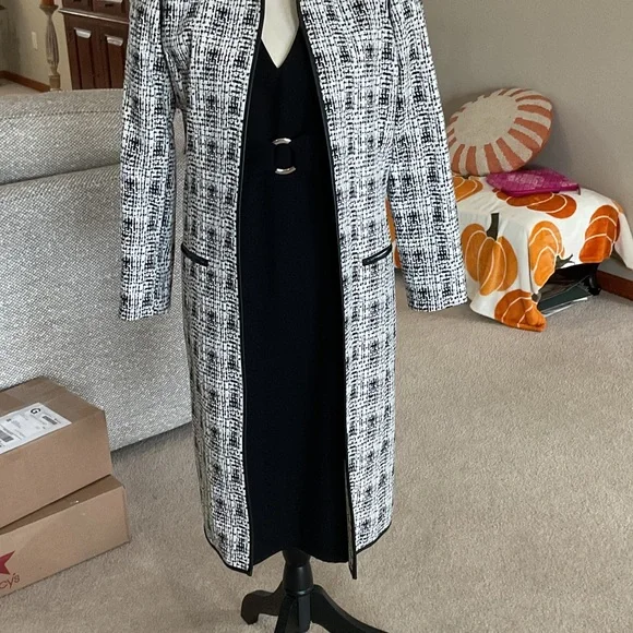 Donna Morgan Black Backless Halter Dress AND a Calvin Klein Coat - Picture 7 of 15